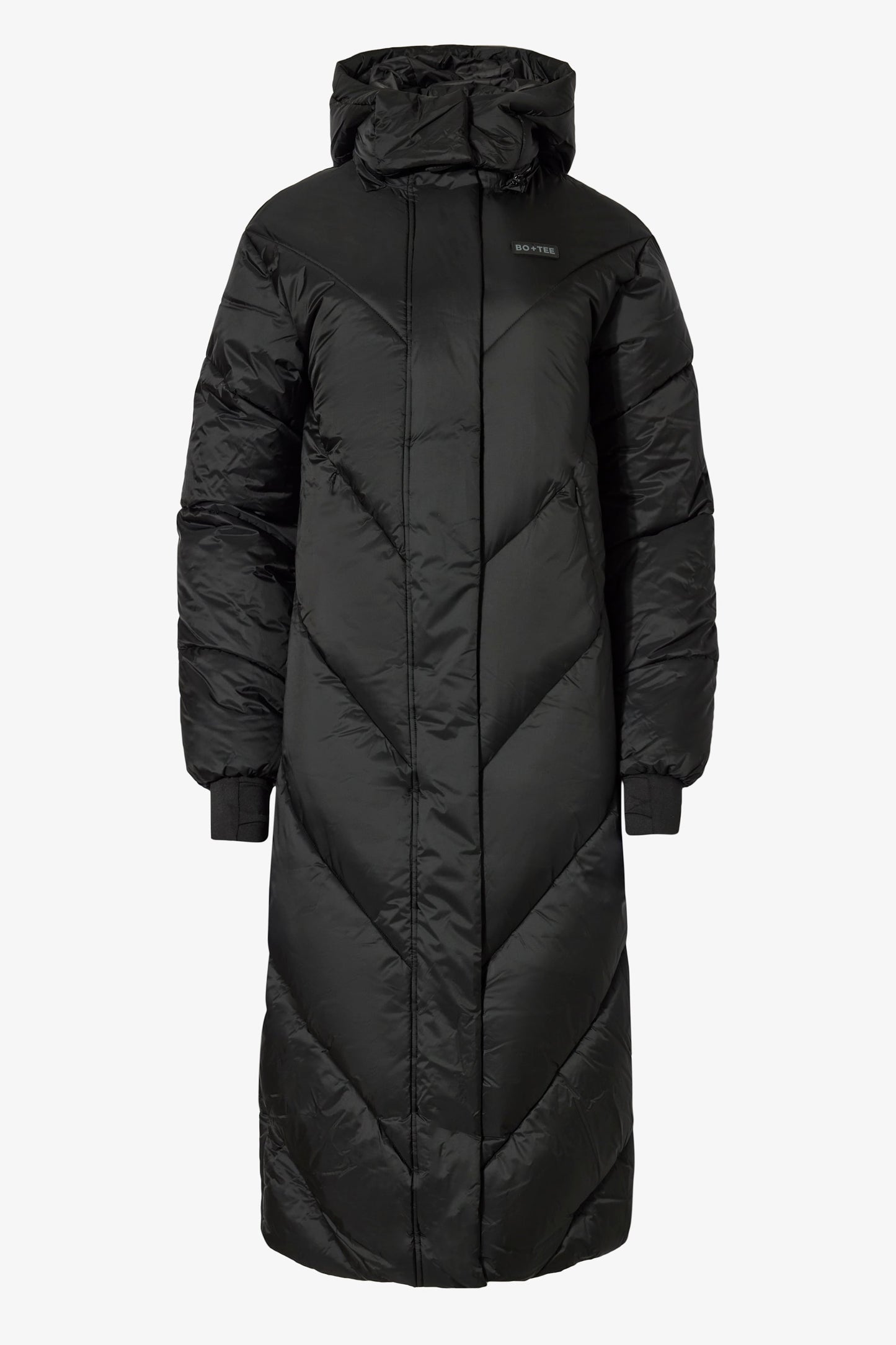 Waterproof Hooded Long Parka Coat in Black